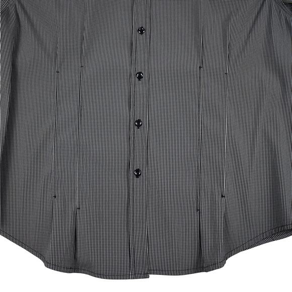 Y2K Vintage black/white print button up stretch shirt top size large preppy - Picture 3 of 8